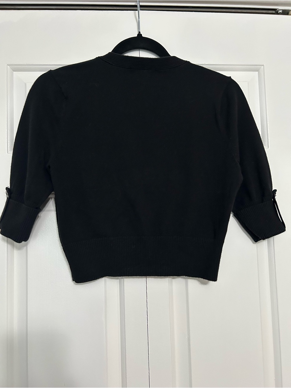 Y2K Sweater Project Black Cropped V-Neck Button Cardigan - Picture 2 of 7